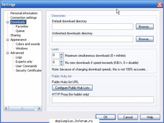 downloads 
default download directory  fisiere descarcate downloads directory  fisiere incomplete
